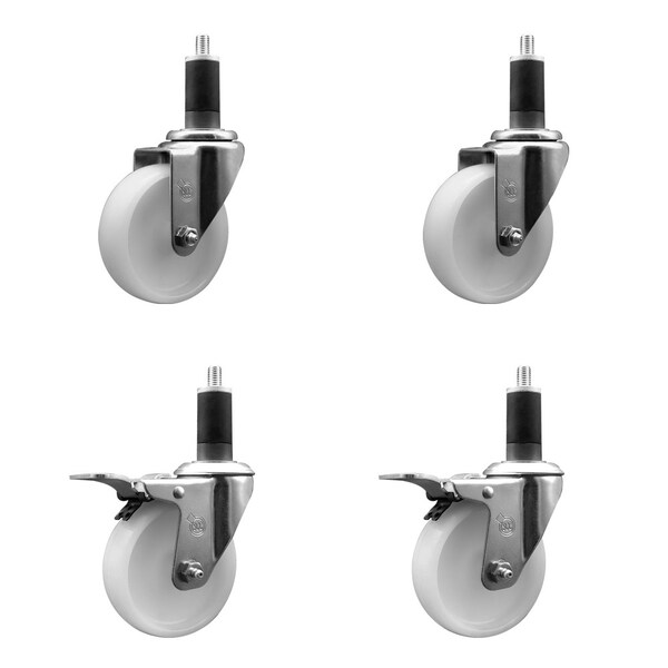Service Caster 4'' Nylon Swivel 1-1/4'' Expanding Stem Caster Set 2 Total Lock Brakes, 4PK SCC-EXTTL20S414-NYS-2-S-2-114 - main